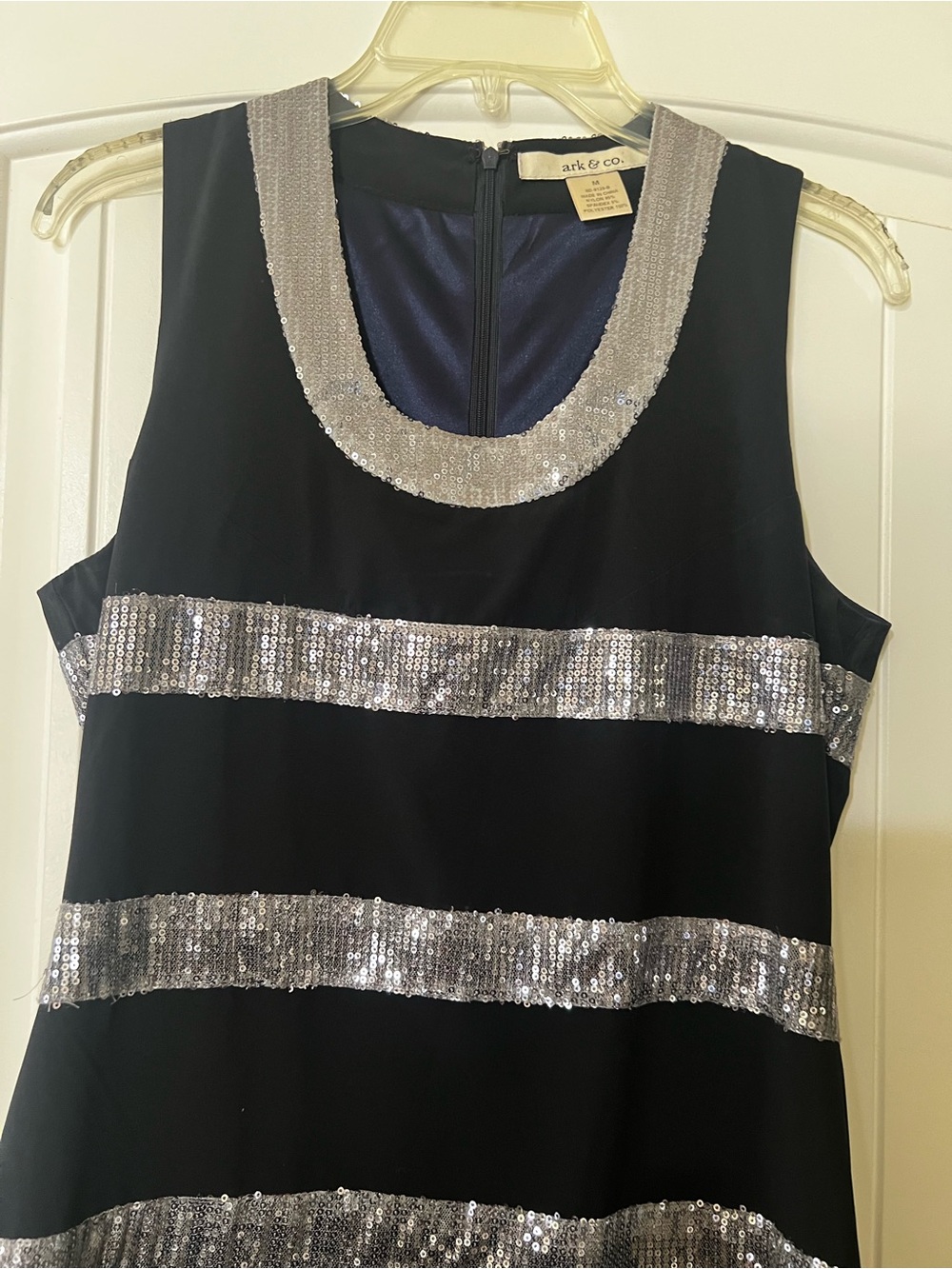 Ark & Co Navy Blue Dress with Silver Sequin Strap Detail